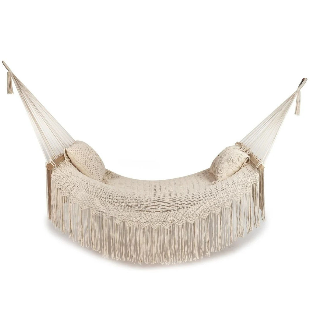 Hammock made of cottton rope for beach and garden